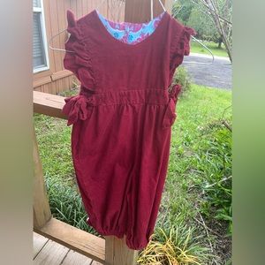 Cute boutique romper size 12-18 months burgundy button back ties on both sides